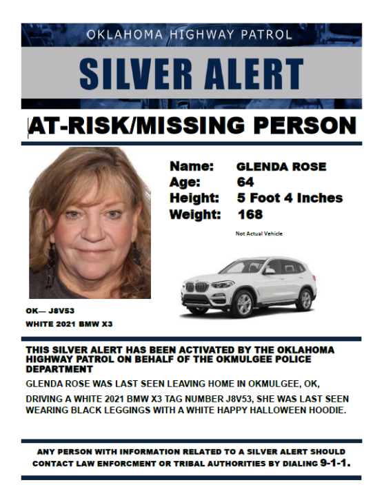 Silver alert cancelled for a women last seen out of Okmulgee