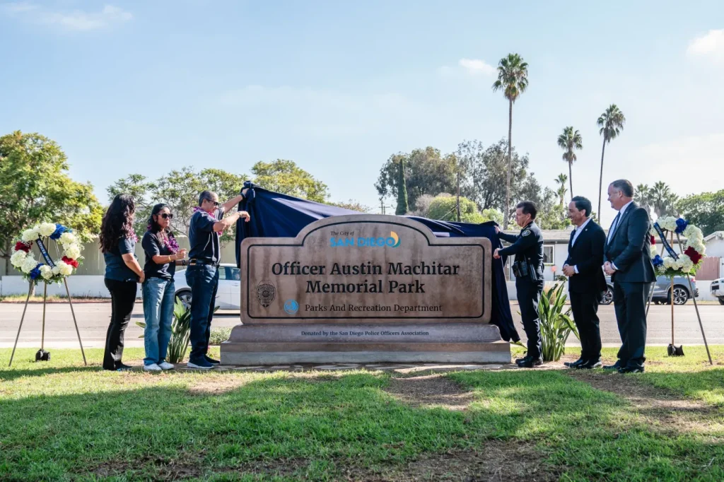 Vandalism discovered on new sign renaming Clairemont park after fallen San Diego police officer