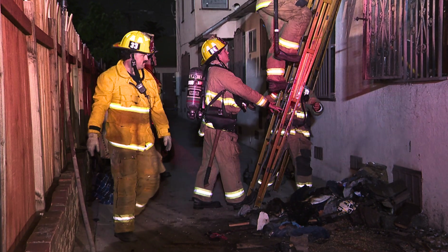 Burn victim found after fire in Los Angeles neighborhood