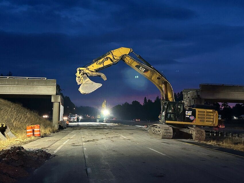 WSDOT demolishes overpass on I-90 hit by oversized load