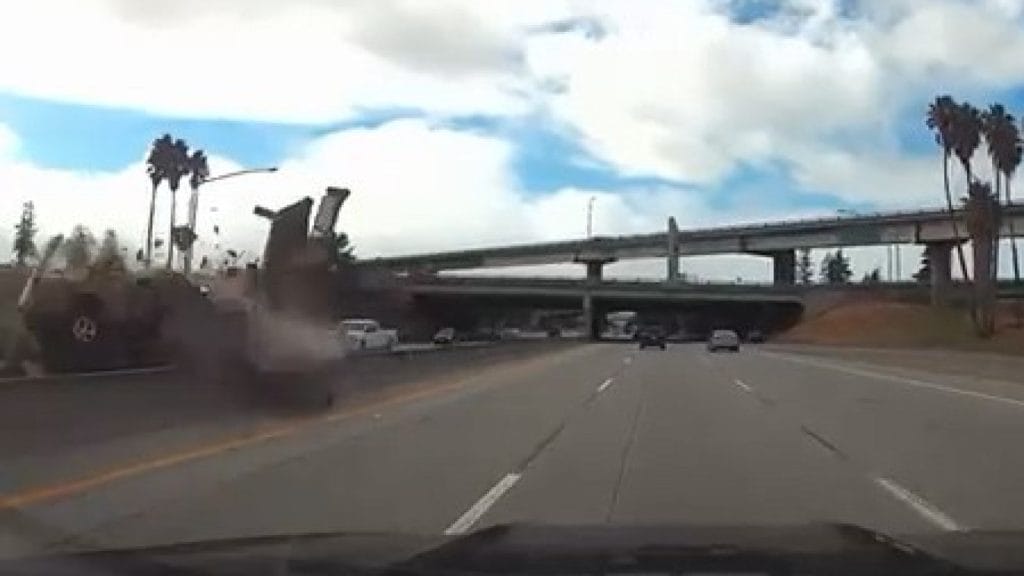 VIDEO: Truck flies off freeway ramp in wild San Jose crash