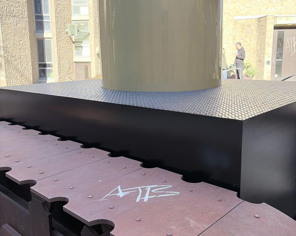 Restored Morse lipstick sculpture ‘vandalized’ with chalk graffiti