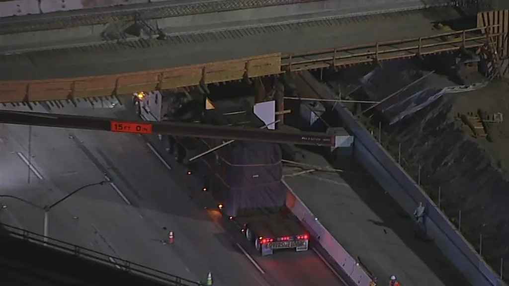 Semitruck crashes into overpass on 10 Freeway in Ontario; all eastbound lanes closed