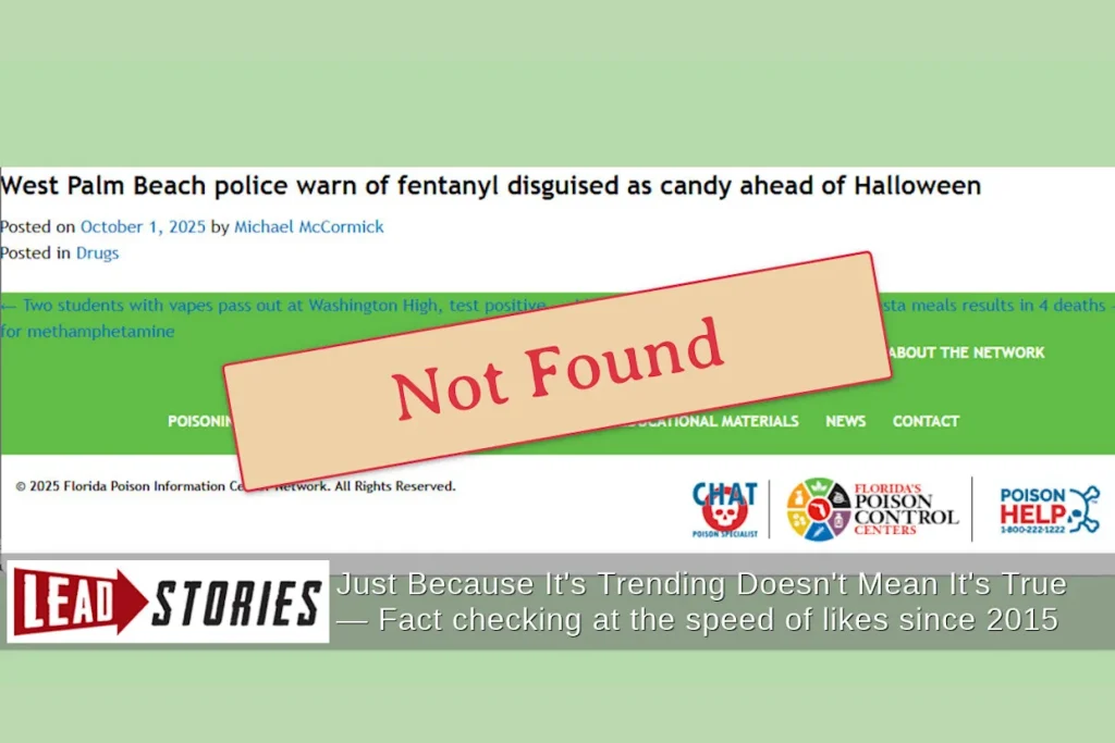 Fact Check: NO Fentanyl In Halloween Candy Mentioned In West Palm Beach Police Warning — No Other Narcotics Either