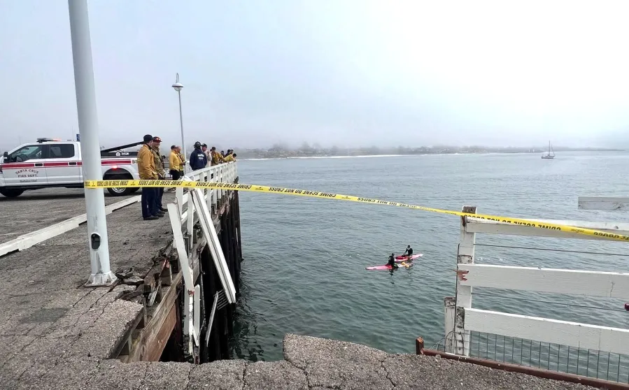 Car plunges off Santa Cruz Wharf; divers pull person, dog from wreck