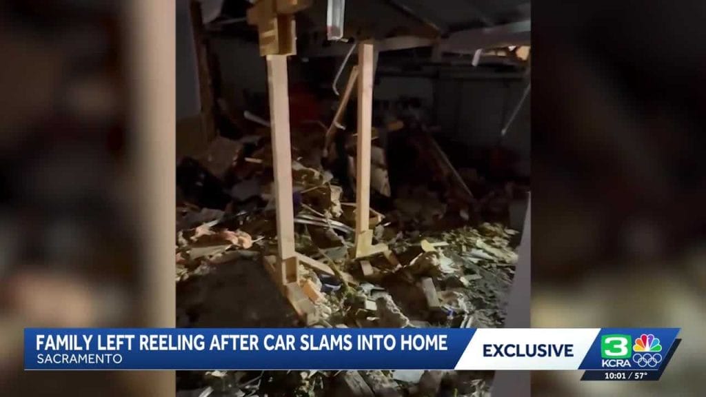 Father critically injured after car slams into Sacramento home