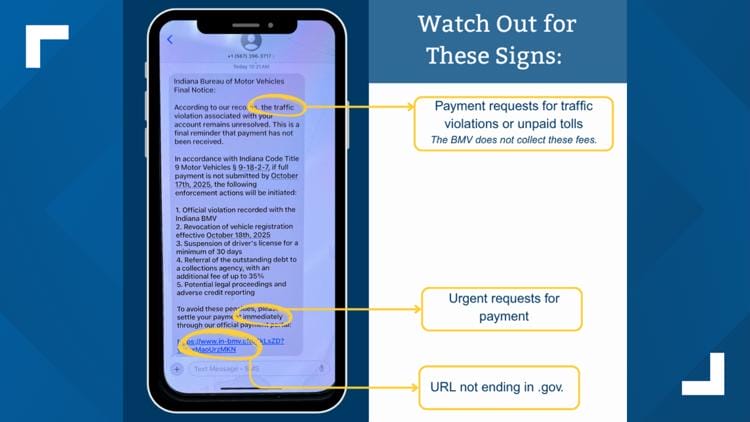 Indiana Bureau of Motor Vehicles warns public of new texting scam