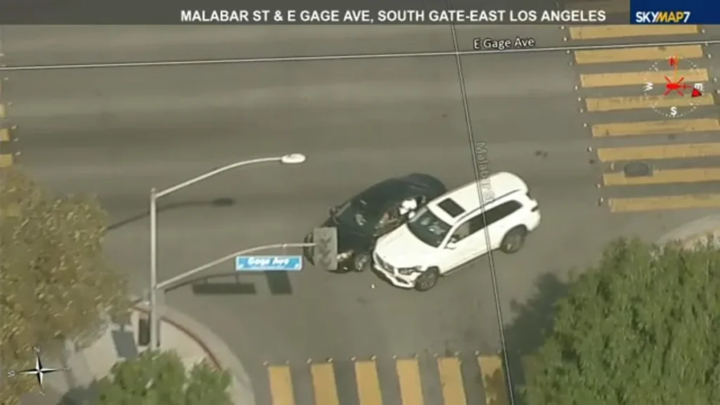 Chase suspect in custody after sideswiping innocent driver at Huntington Park intersection