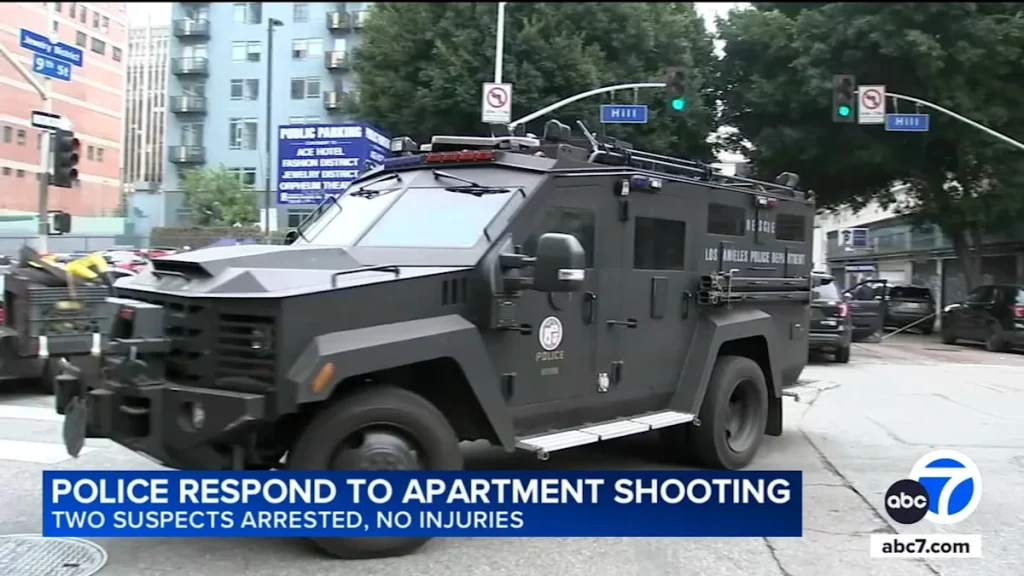 LAPD surrounds downtown apartment building after reported shooting; 2 suspects in custody