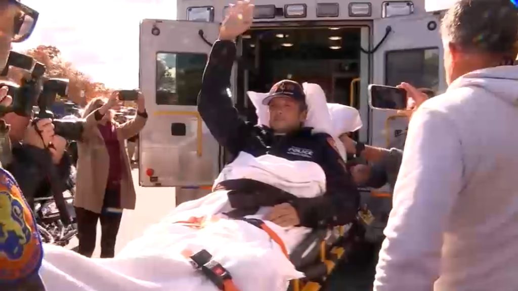 Long Island officer nearly killed in crash during funeral procession leaves hospital ICU
