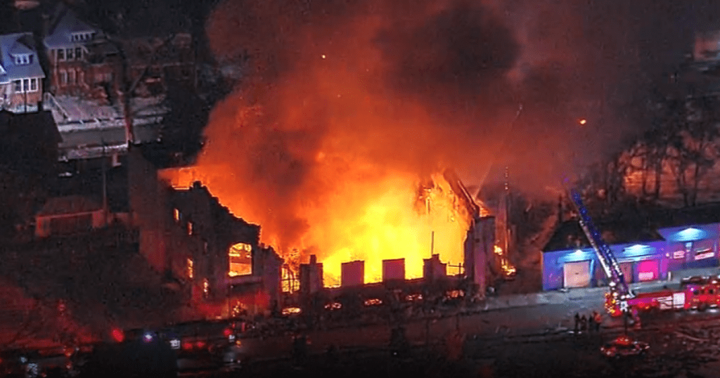 1 hospitalized after fire at vacant church on Detroit’s west side