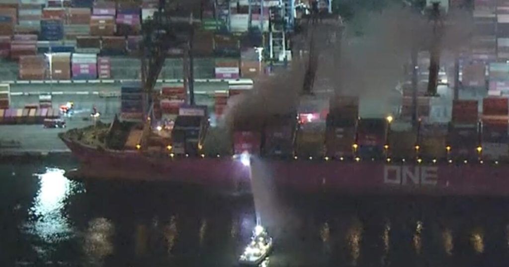 Crews battle hazardous fire on cargo ship in San Pedro, major emergency declared