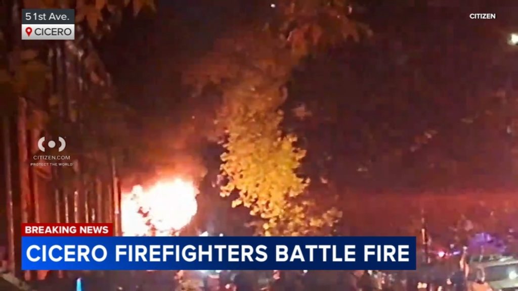 Crews battling large fire in Cicero