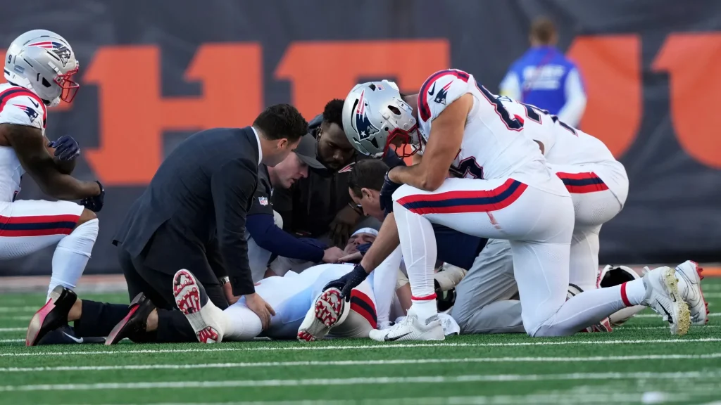 New England Patriots dealt huge injury blow in playoff push involving rookie star who left field on cart