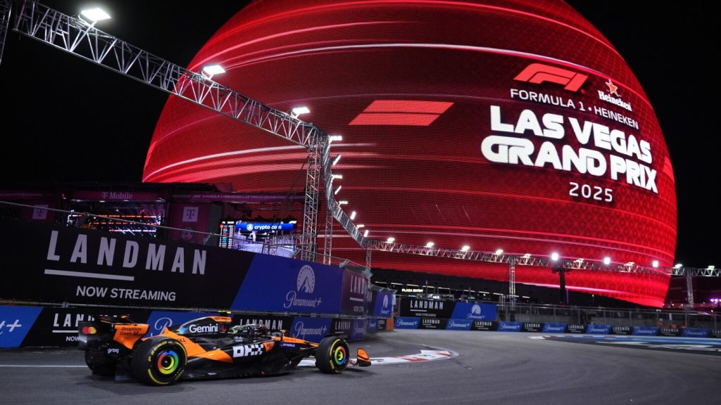 F1’s night practice at Las Vegas Grand Prix stopped twice for another loose maintenance cover