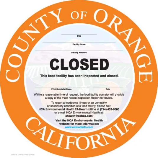 Orange County restaurants shut down by health inspectors (Oct. 30-Nov. 6)