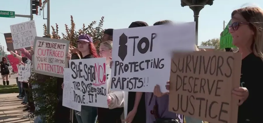 Protesters gather outside Payne County Courthouse to raise concern over rape case