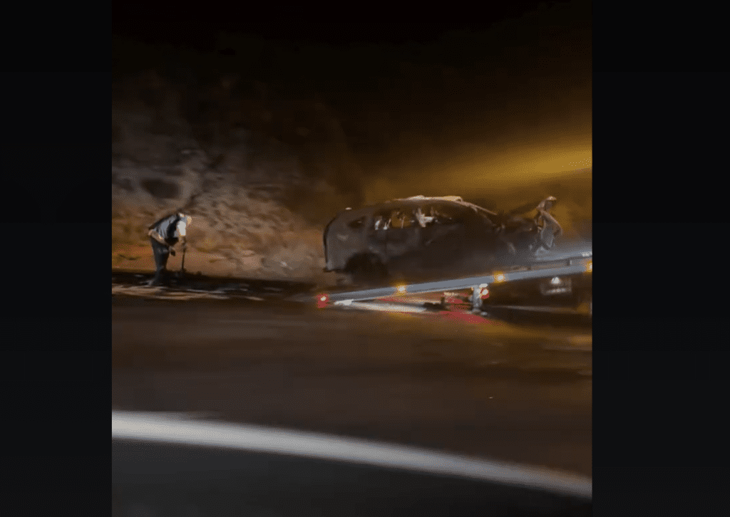 SUV Catches Fire After Crashing Into Semi on Northbound I-15 Near Oak Hill Road