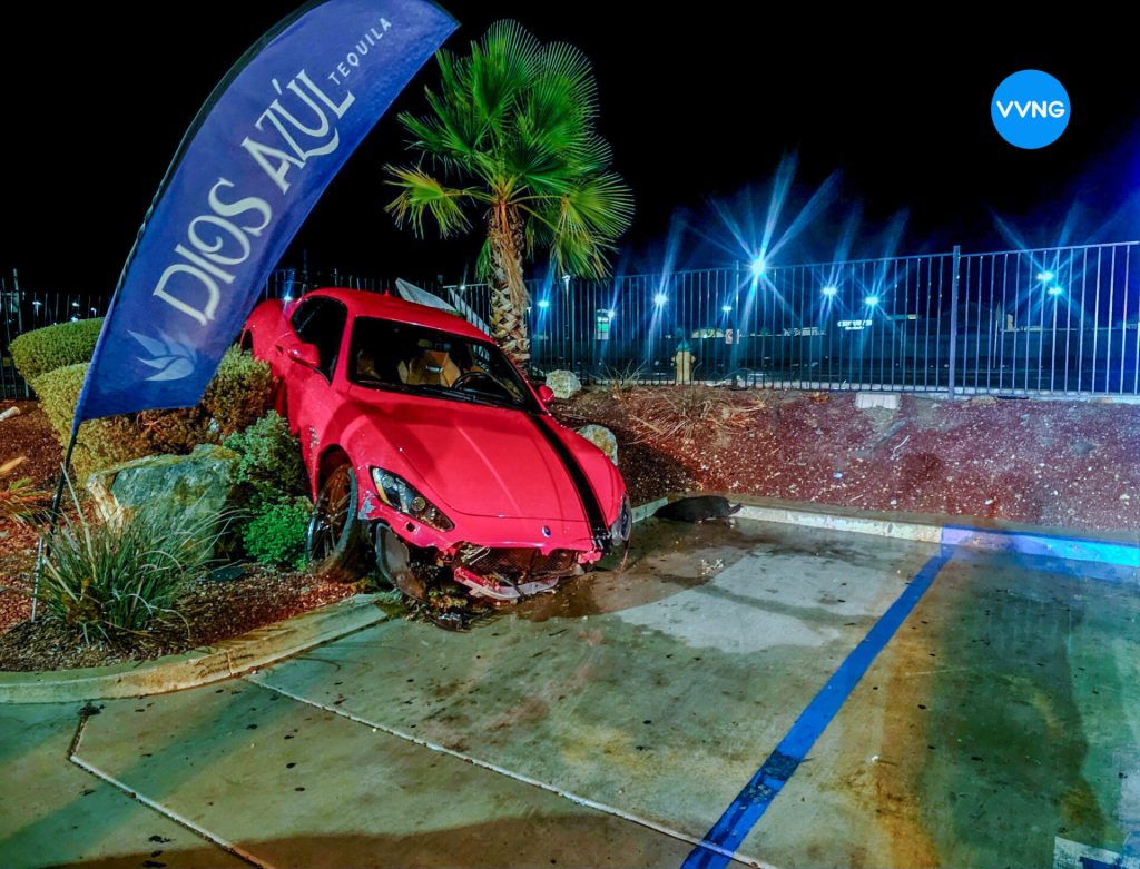 Man Arrested on Suspicion of DUI After Crashing Maserati Into Cosmos Parking Lot in Victorville