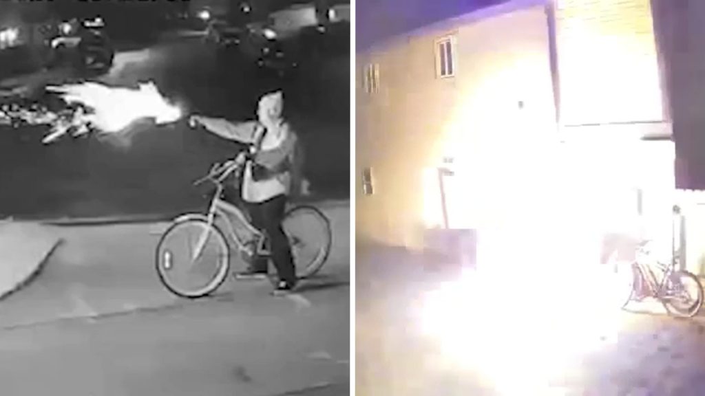Video shows man fire flare gun at home; same house hit by Molotov cocktail, police say