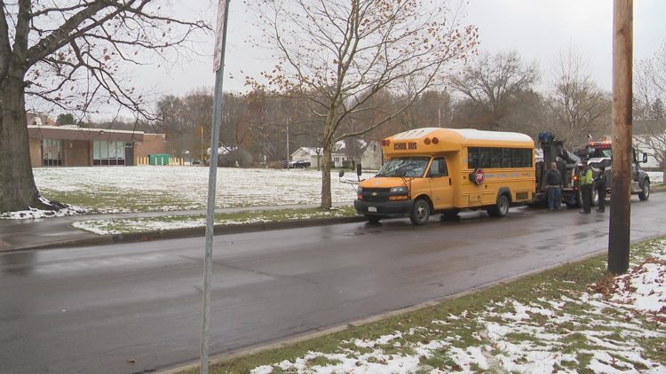 Child fatally injured after being struck by school bus at elementary school in Jamestown