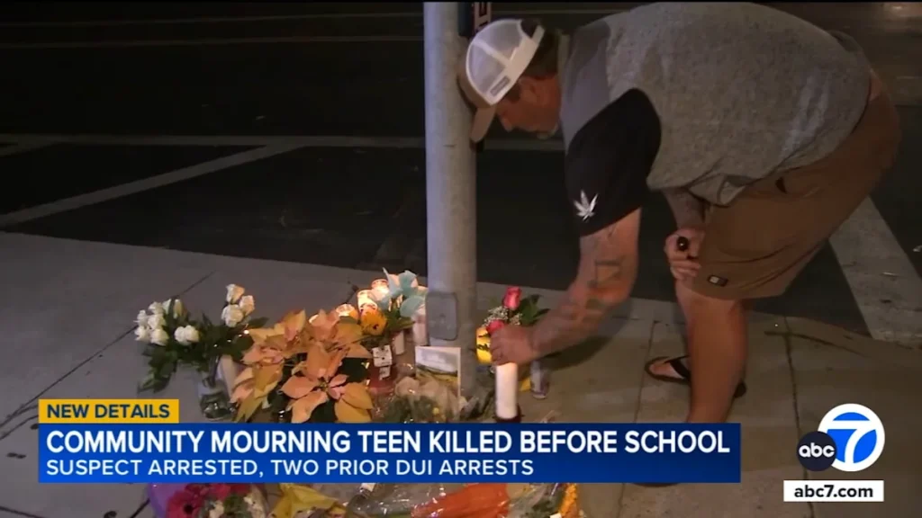 Students in Dana Point mourn loss of 13-year-old boy fatally struck while walking to school