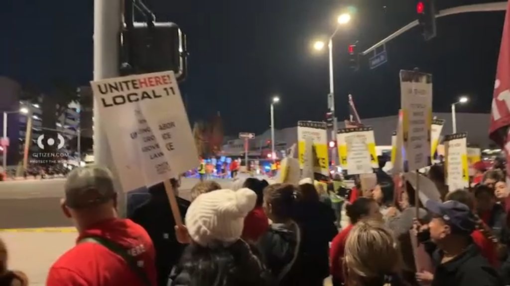 Hundreds of airline catering workers protest near LAX amid Thanksgiving travel rush
