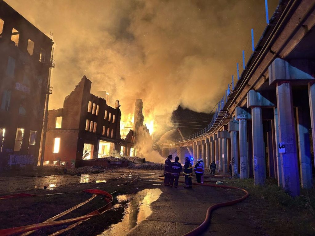 Massive fire engulfs old factory buildings south of downtown St. Louis