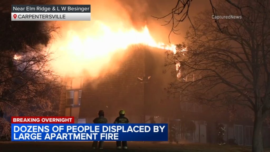 Dozens misplaced after large apartment fire in Carpentersville, video shows