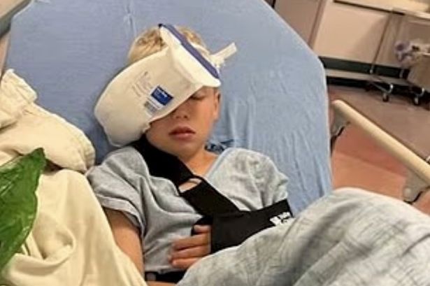 Boy, 8, rushed to hospital after CEILING collapses on him at school