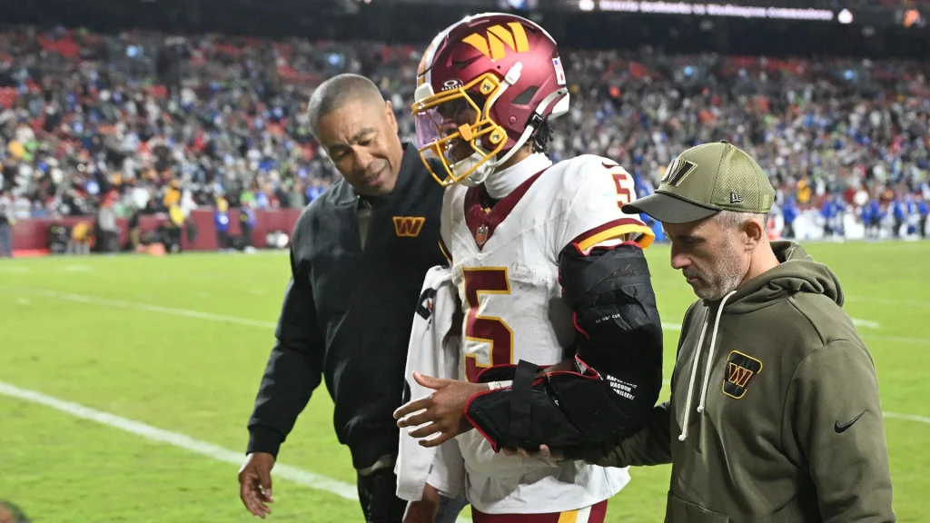 Jayden Daniels injury: Commanders star QB severely hurts left elbow, arm late in loss to Seahawks