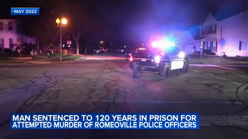 Man sentenced to 120 years in prison for 2023 attempted murder of 2 Romeoville police officers