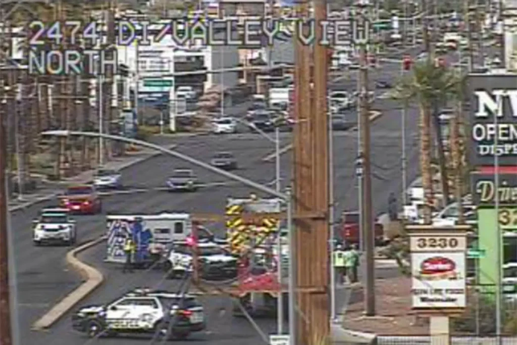 Pedestrian suffers ‘life-threatening-injuries’ after 3-vehicle crash in central Las Vegas