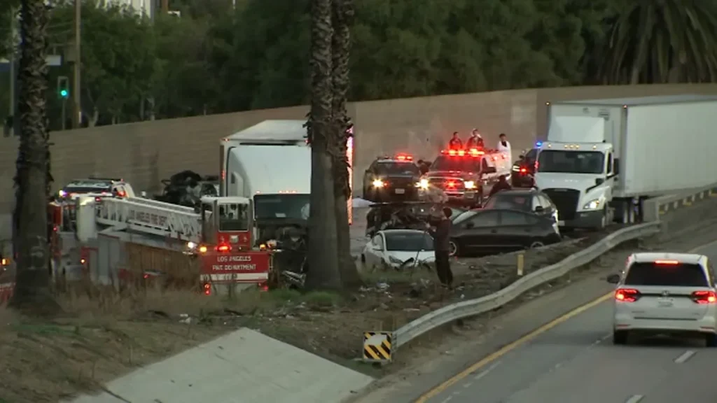 1 killed, 15 others injured in semi-truck crash on SB 5 Freeway in Boyle Heights