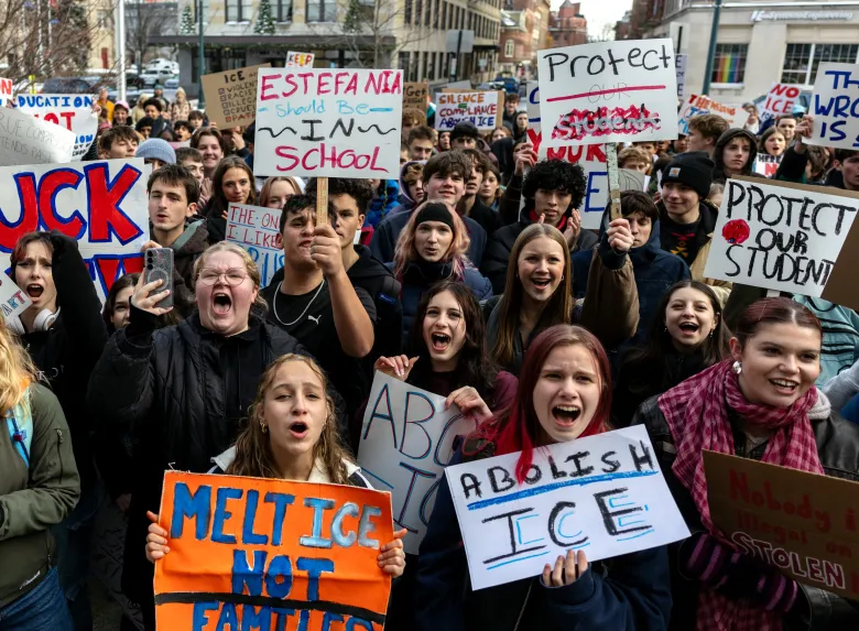 Portland high school students protest ICE in walkout to City Hall
