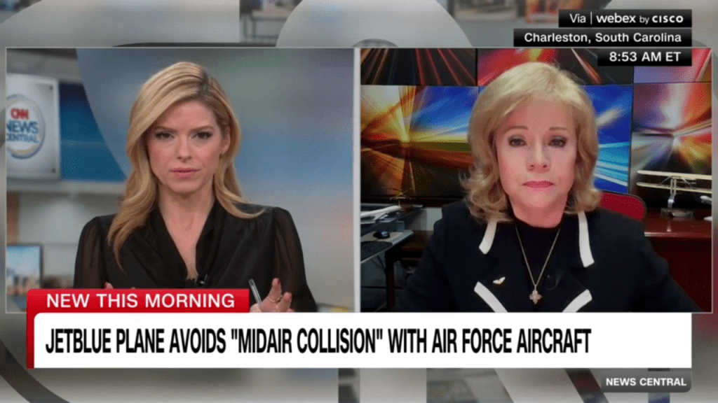 ‘Disaster waiting to happen.’ Mary Schiavo reacts to near mid-air collision between JetBlue plane and US Air Force aircraft.