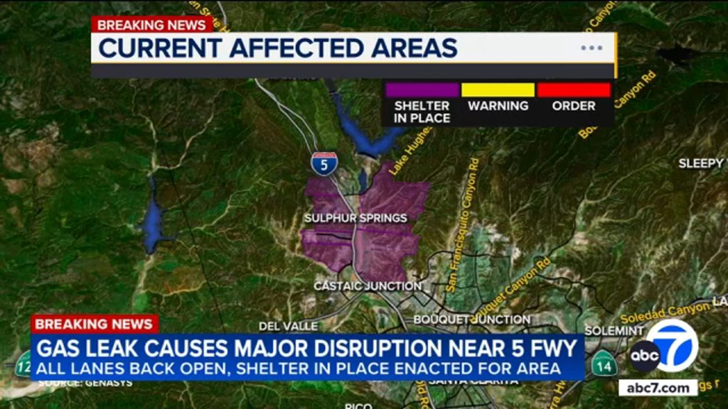 Natural gas leak causes major disruption on 5 Freeway in Southern CA