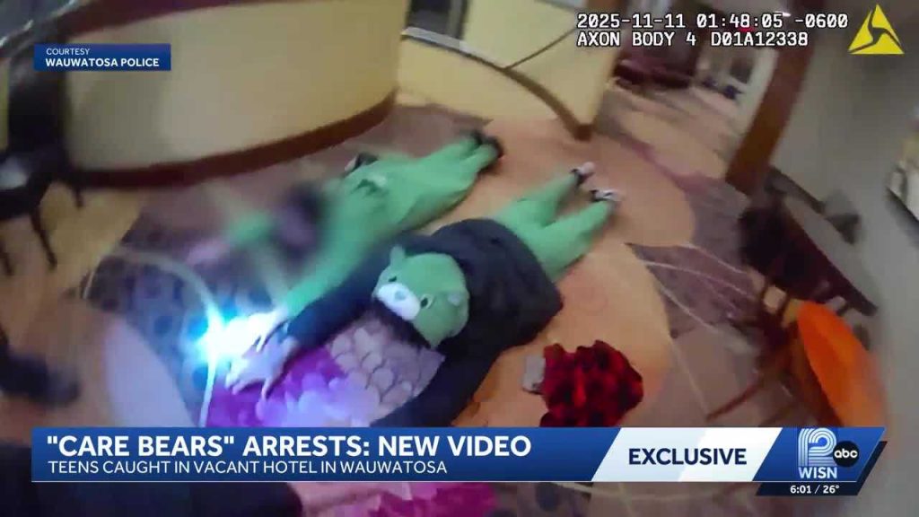 VIDEO: Police arrest teens in ‘Care Bear’ costumes at vacant Wisconsin hotel