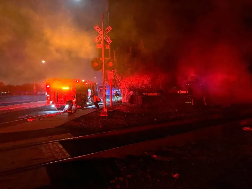 Rail fire forces closure of road