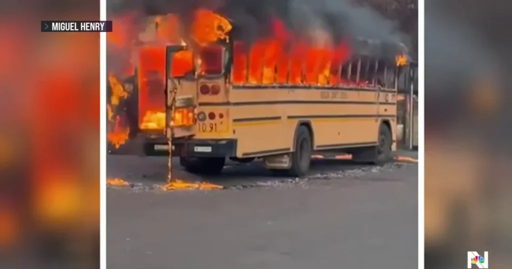 Tennessee school bus loaded with children catches on fire
