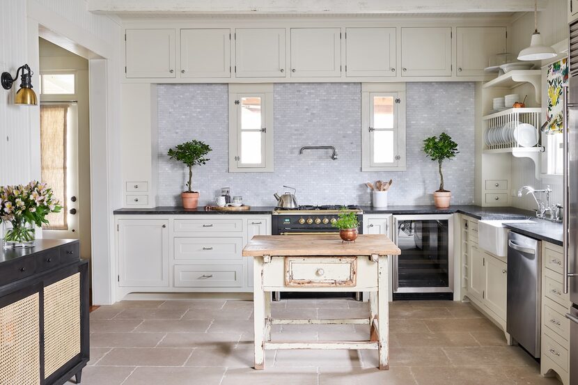 Trending now: Trade a big block of cabinets for a freestanding kitchen island