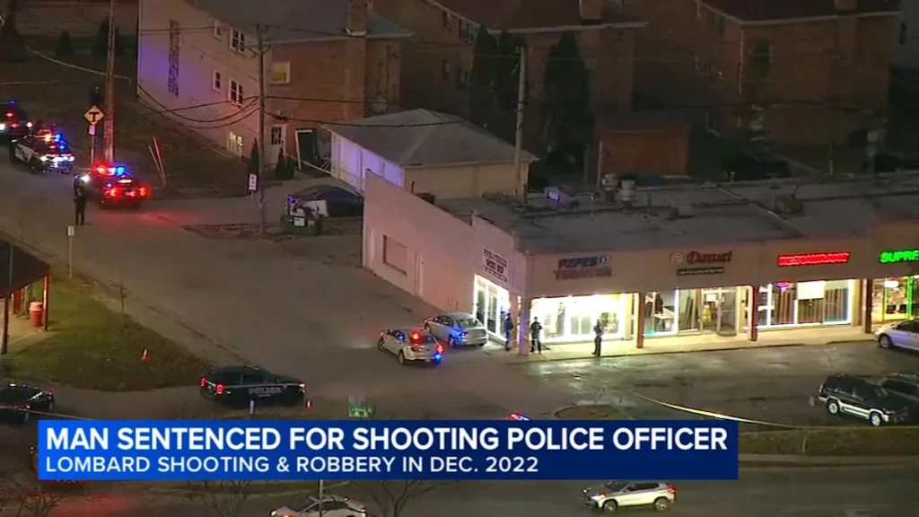 Man sentenced to decades in prison for shooting Lombard officer, robbing tobacco shop at gunpoint