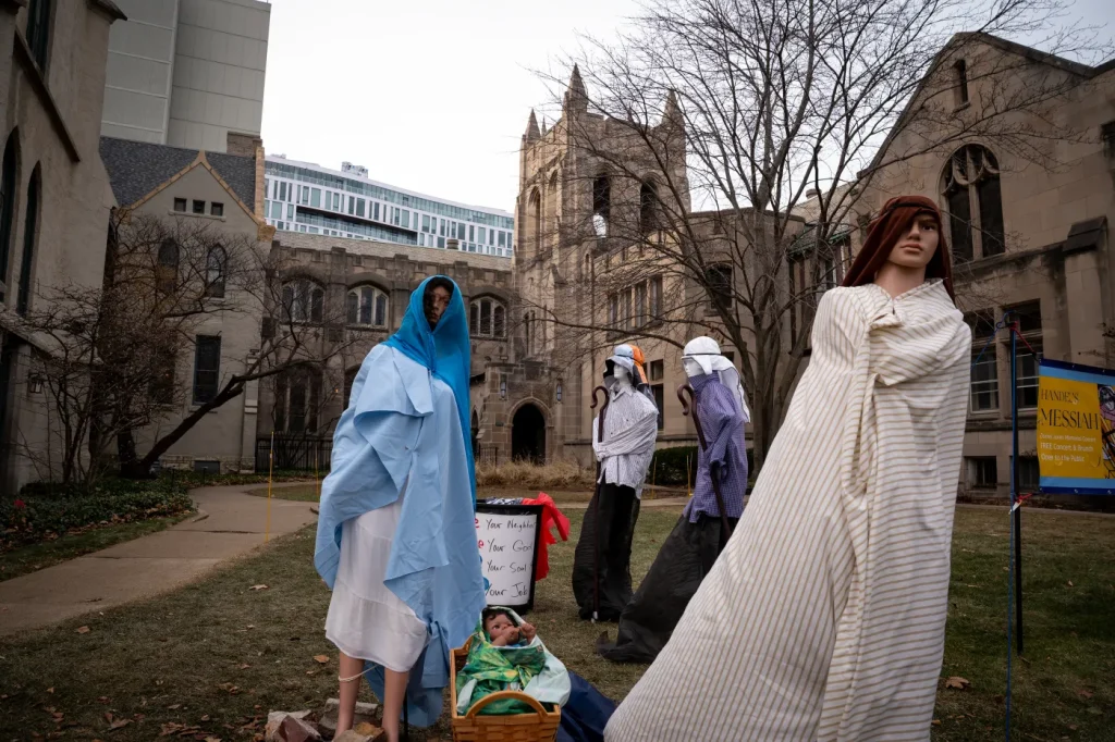 Immigration-themed Nativity scene at Evanston church turns ICE agents into shepherds for a peaceful Christmas