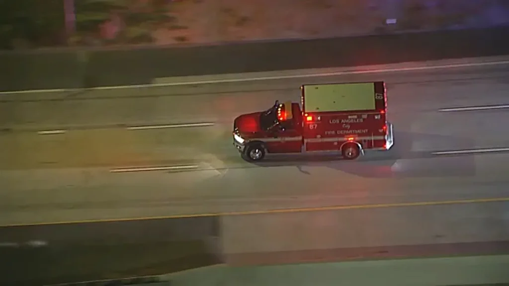 Driver in ambulance stolen from Northridge scene leads CHP on chase
