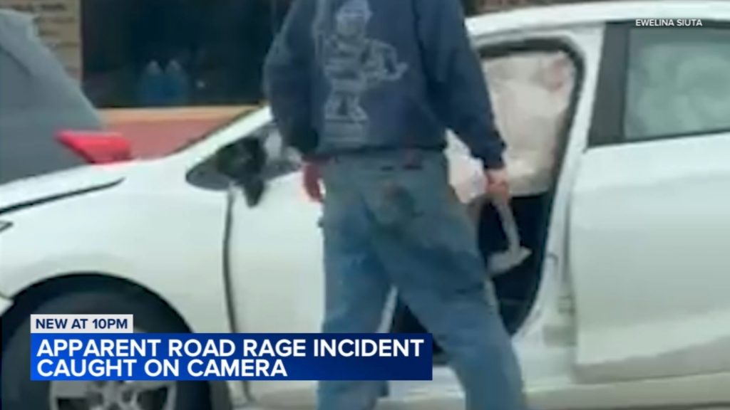 Wild apparent road rage, ax-throwing incident caught on camera in Garfield Ridge