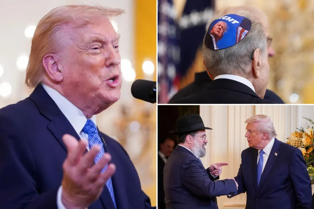 Trump frets Congress is ‘becoming antisemitic’ during Hanukkah celebration, hints at new WH ballroom price
