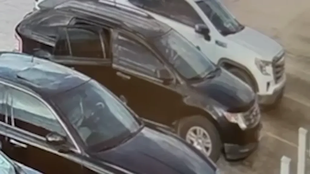 Video shows moment wanted suspect forced his way inside of stranger’s car after escaping custody