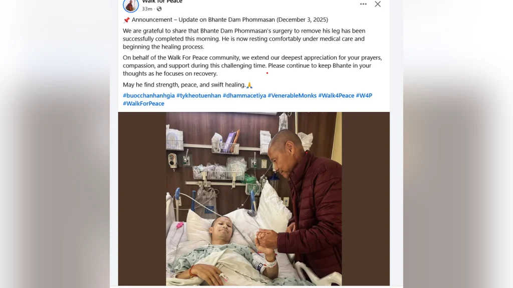 Monk injured in crash during ‘Walk for Peace’ in Liberty County has leg amputated