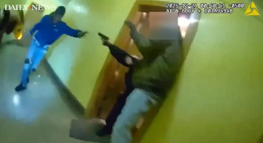 Body-cam footage shows Queens man with box cutter charging NYPD cops before they shoot him to death