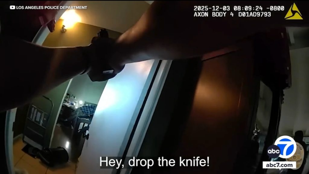 Bodycam captures LAPD shooting man who fatally stabbed father